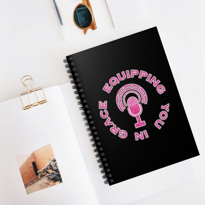Equipping You in Grace - Hot Pink Glitter and Black - Spiral Notebook - Ruled Line 5