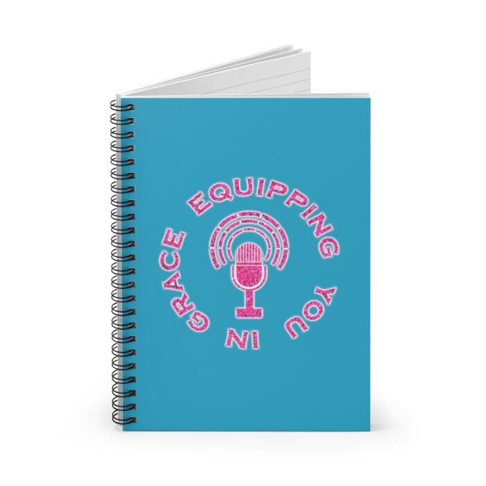 Equipping You in Grace - Hot Pink Glitter and Turquoise - Spiral Notebook - Ruled Line 1