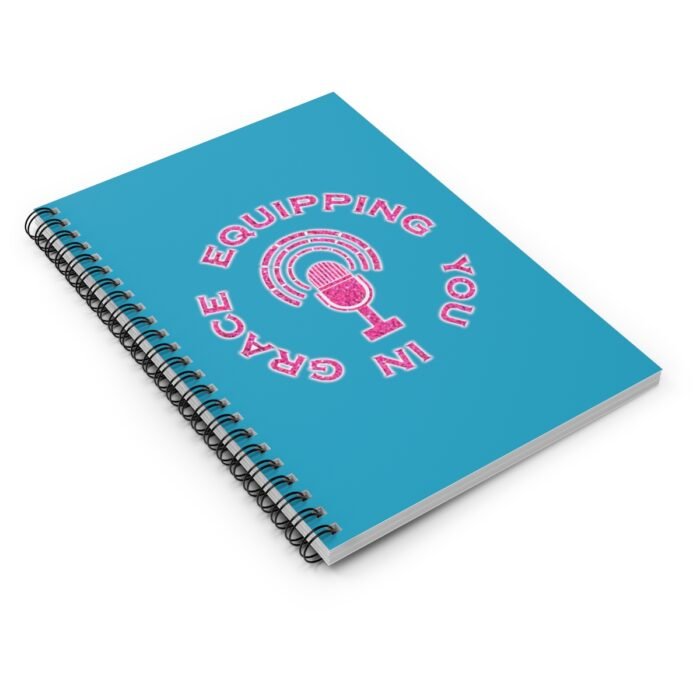 Equipping You in Grace - Hot Pink Glitter and Turquoise - Spiral Notebook - Ruled Line 3