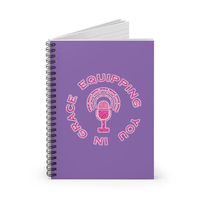 Equipping You in Grace - Hot Pink Glitter and Lilac - Spiral Notebook - Ruled Line 1