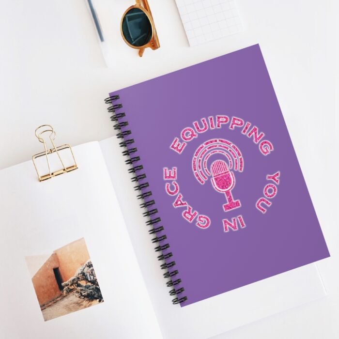 Equipping You in Grace - Hot Pink Glitter and Lilac - Spiral Notebook - Ruled Line 5
