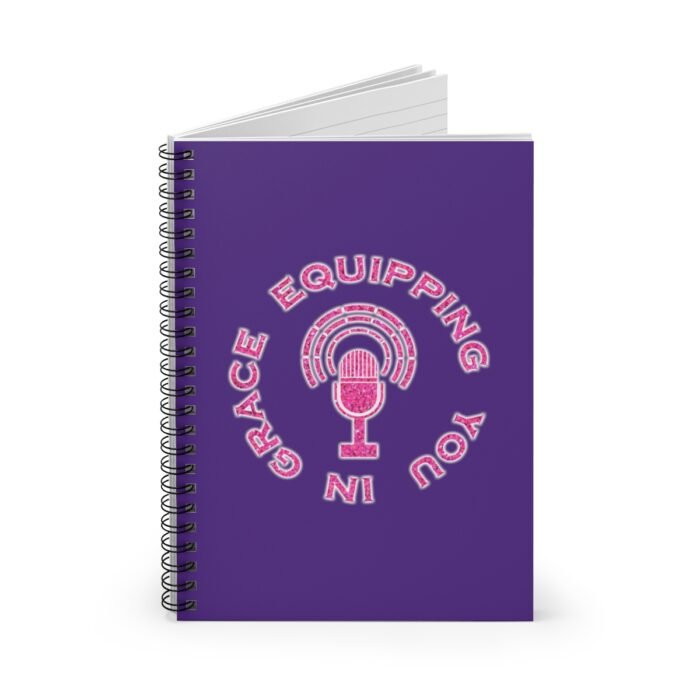 Equipping You in Grace - Hot Pink Glitter and Dark Purple - Spiral Notebook - Ruled Line 1
