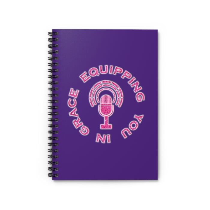 Equipping You in Grace - Hot Pink Glitter and Dark Purple - Spiral Notebook - Ruled Line 2