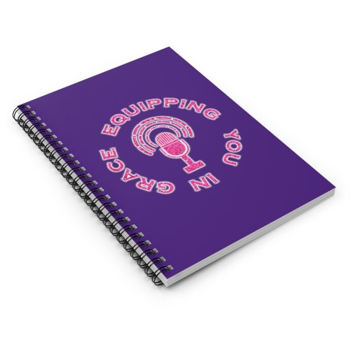 Equipping You in Grace - Hot Pink Glitter and Dark Purple - Spiral Notebook - Ruled Line 3