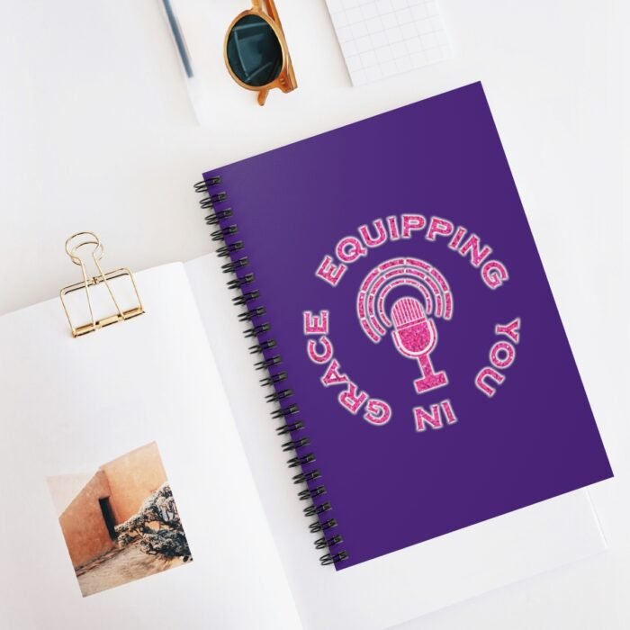 Equipping You in Grace - Hot Pink Glitter and Dark Purple - Spiral Notebook - Ruled Line 5