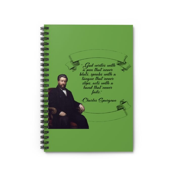 Spurgeon - God Writes with a Pen that Never Blots - Green Spiral Notebook - Ruled Line 1