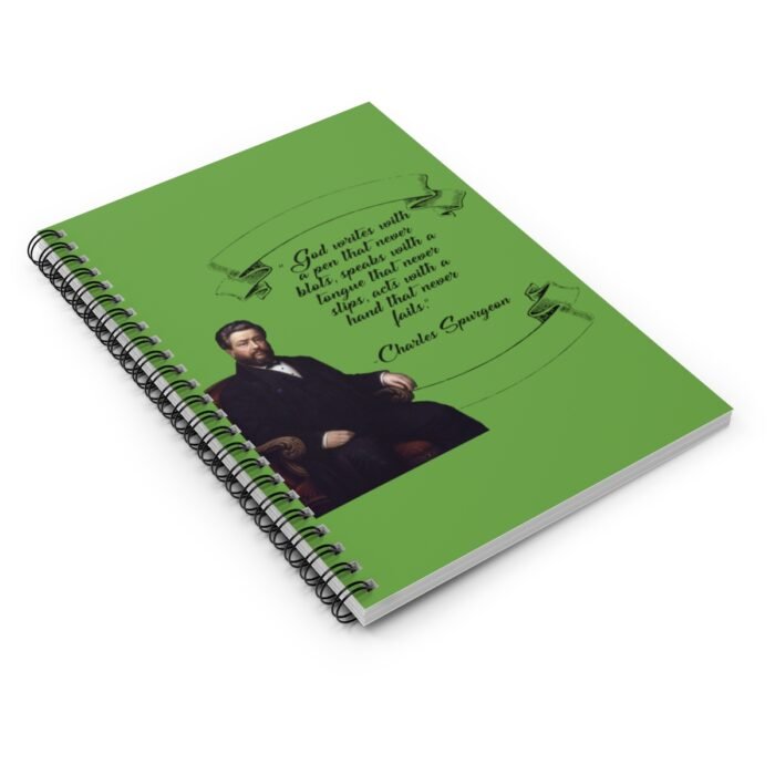 Spurgeon - God Writes with a Pen that Never Blots - Green Spiral Notebook - Ruled Line 3