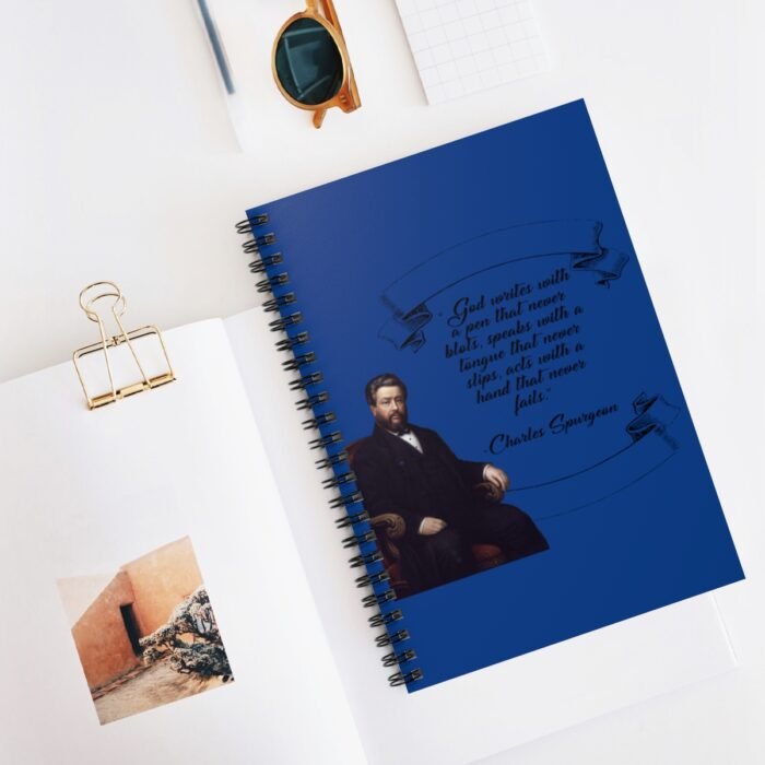 Spurgeon - God Writes with a Pen that Never Blots - Dark Blue Spiral Notebook - Ruled Line 5