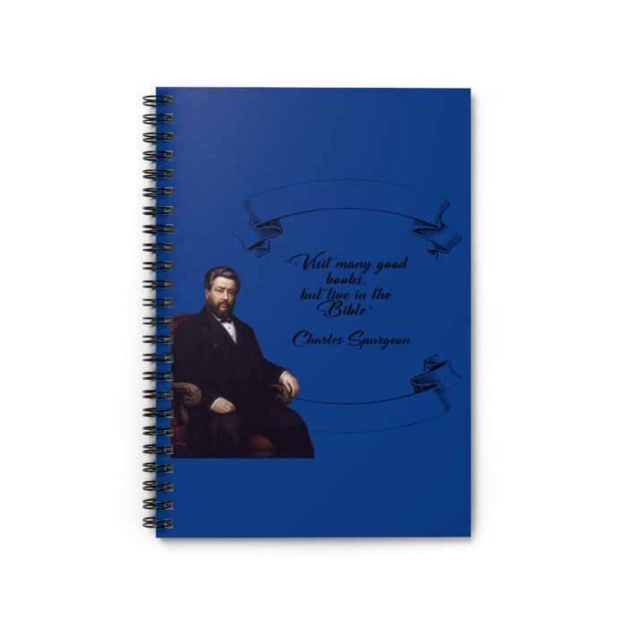 Spurgeon - Visit Many Good Books - Dark Blue Spiral Notebook - Ruled Line 1