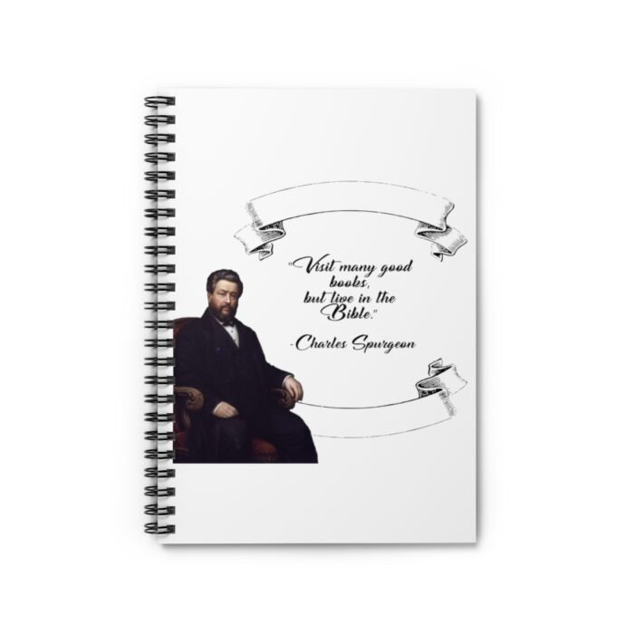 Spurgeon - Visit Many Good Books - White Spiral Notebook - Ruled Line 1