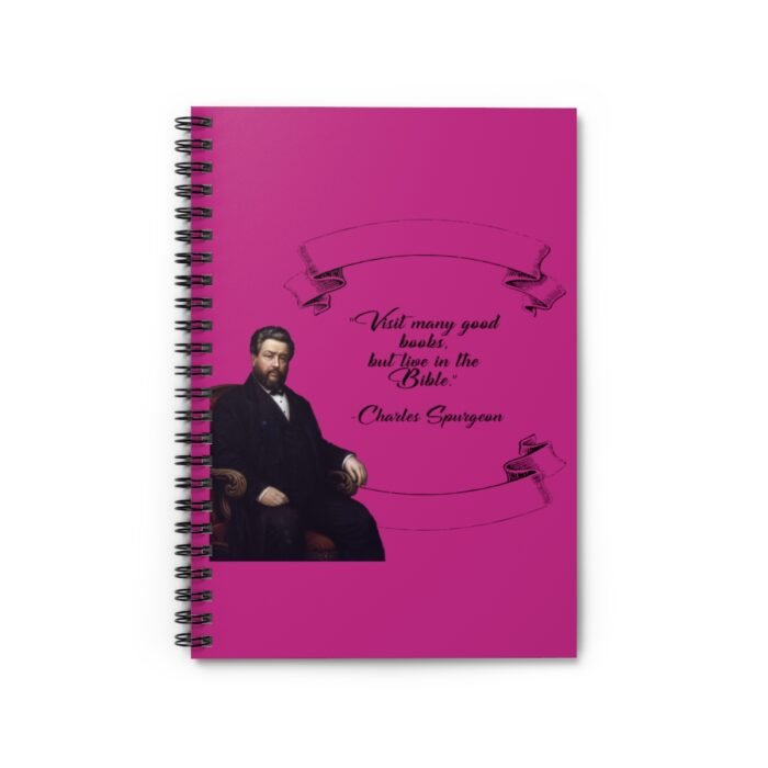 Spurgeon - Visit Many Good Books - Hot Pink Spiral Notebook - Ruled Line 1