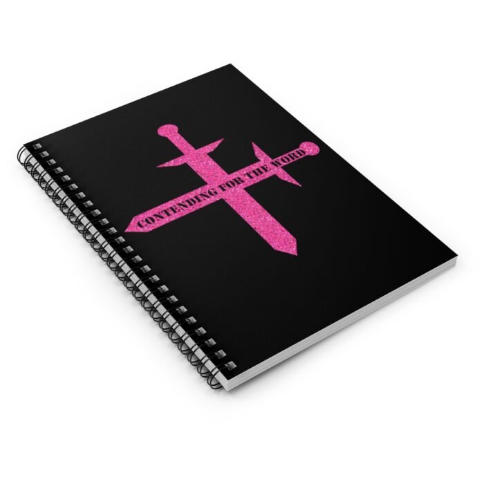 Contending for the Word - Hot Pink Glitter and Black - Spiral Notebook - Ruled Line 3