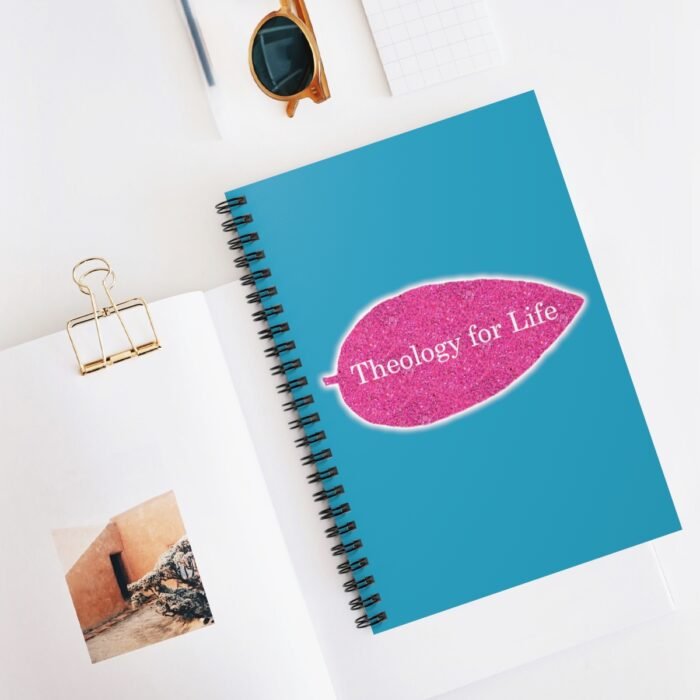 Theology for Life - Hot Pink Glitter and Turquoise - Spiral Notebook - Ruled Line 5