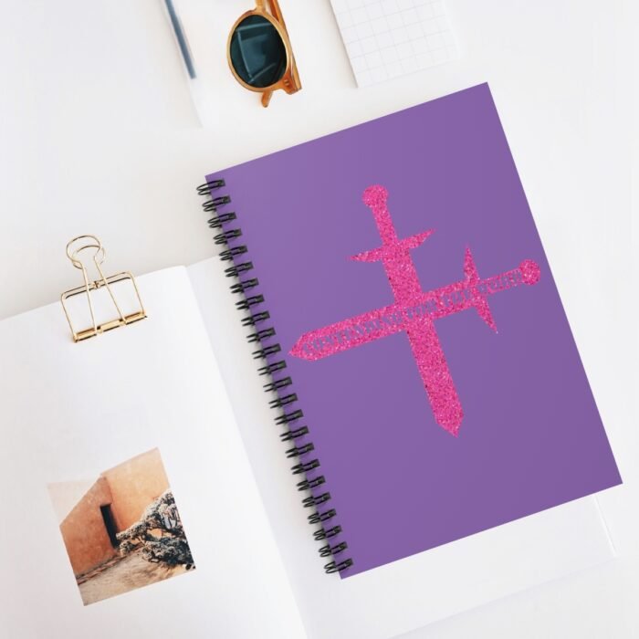 Contending for the Word - Hot Pink Glitter and Lilac - Spiral Notebook - Ruled Line 5
