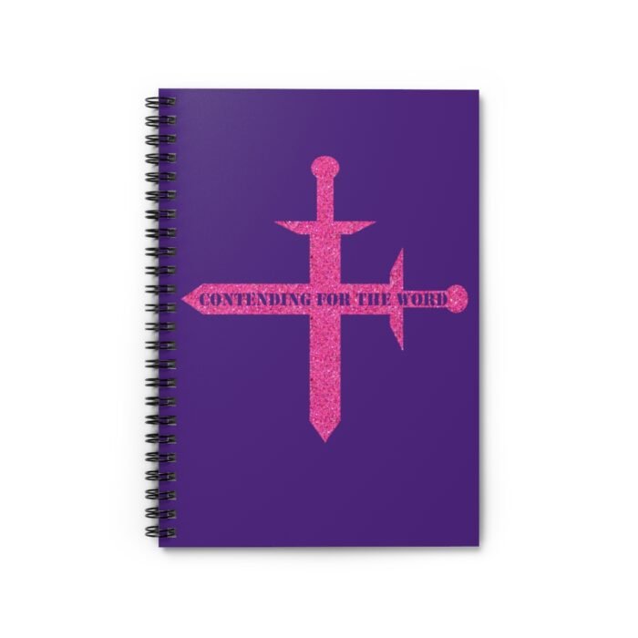 Contending for the Word - Hot Pink Glitter and Dark Purple - Spiral Notebook - Ruled Line 2