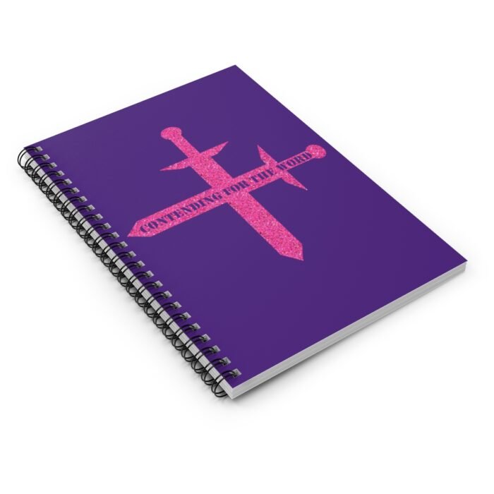 Contending for the Word - Hot Pink Glitter and Dark Purple - Spiral Notebook - Ruled Line 3