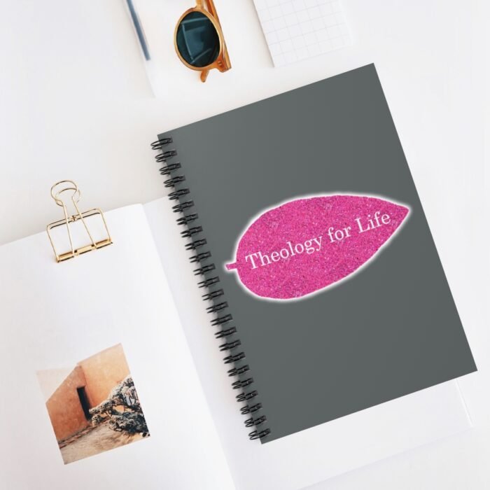 Theology for Life - Hot Pink Glitter and Dark Gray - Spiral Notebook - Ruled Line 5