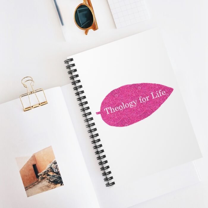 Theology for Life - Hot Pink Glitter and White - Spiral Notebook - Ruled Line 5