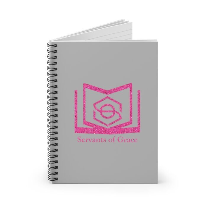 Servants of Grace - Hot Pink Glitter and Gray - Spiral Notebook - Ruled Line 1