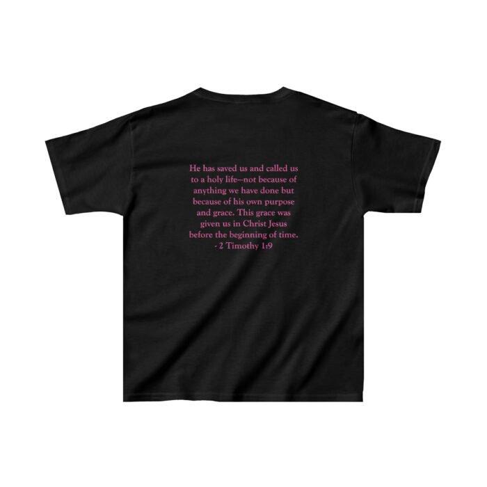 Equipping You in Grace - 2 Tim. 1:9 - Pink Glitter - Girls Heavy Cotton™ Tee 2