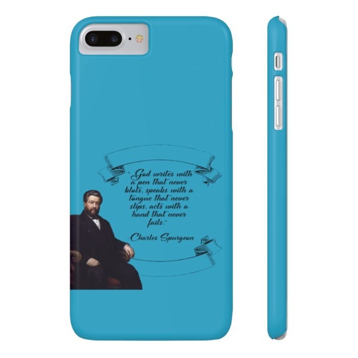 Spurgeon - God Writes with a Pen that Never Blots - Turquoise iPhone Slim Phone Case Options 42