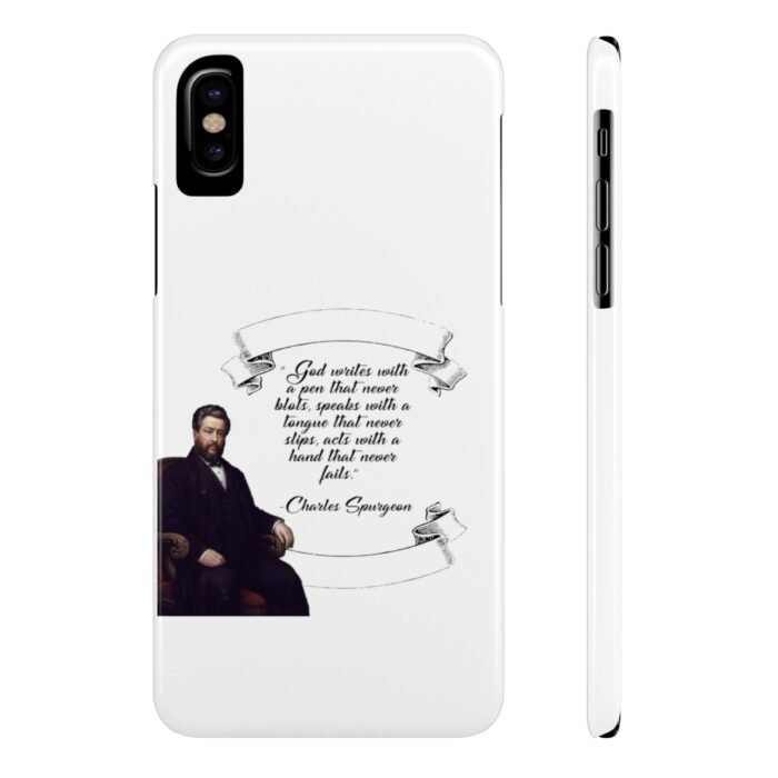 Spurgeon - God Writes with a Pen that Never Blots - White iPhone Slim Phone Case Options 30