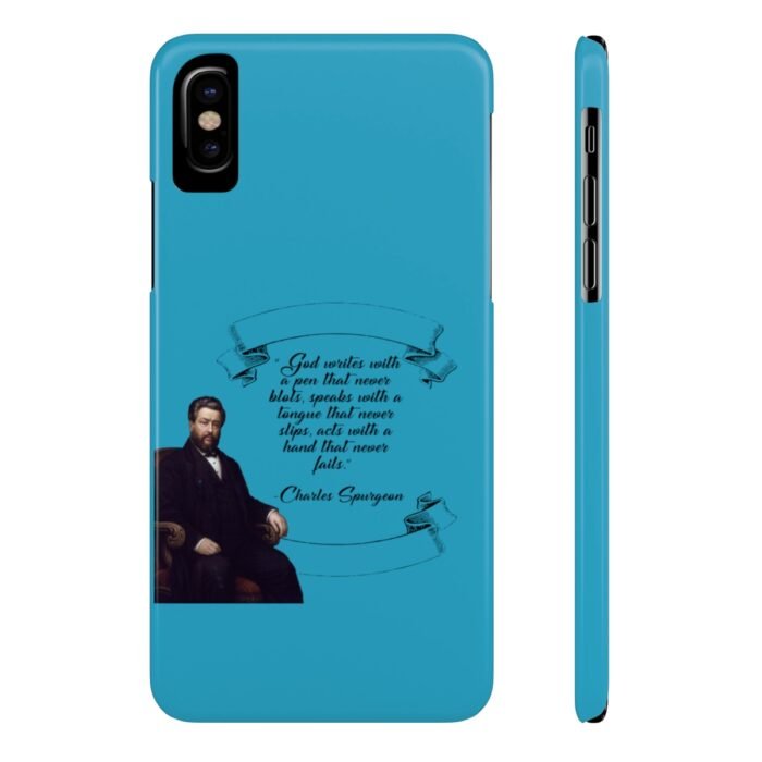 Spurgeon - God Writes with a Pen that Never Blots - Turquoise iPhone Slim Phone Case Options 30