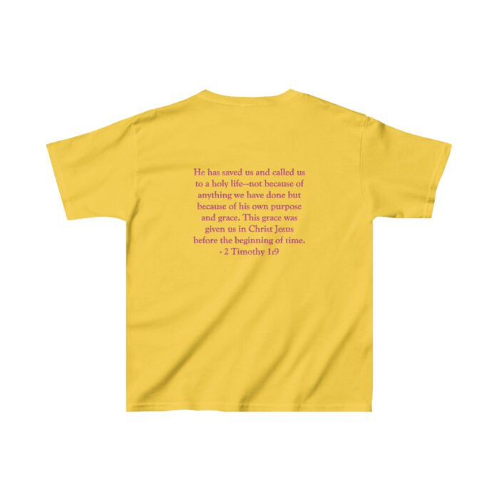 Equipping You in Grace - 2 Tim. 1:9 - Pink Glitter - Girls Heavy Cotton™ Tee 8