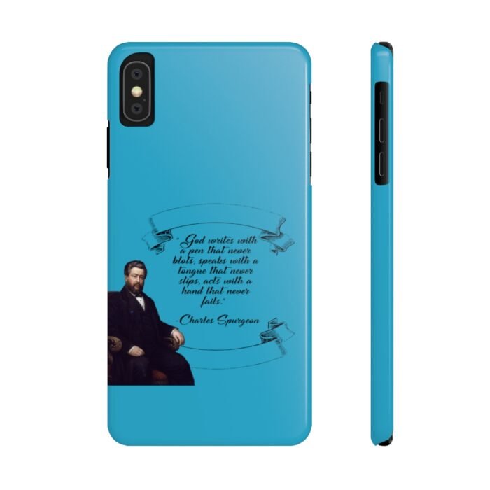 Spurgeon - God Writes with a Pen that Never Blots - Turquoise iPhone Slim Phone Case Options 41