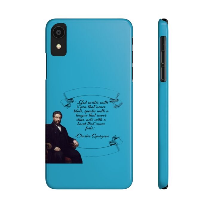 Spurgeon - God Writes with a Pen that Never Blots - Turquoise iPhone Slim Phone Case Options 37
