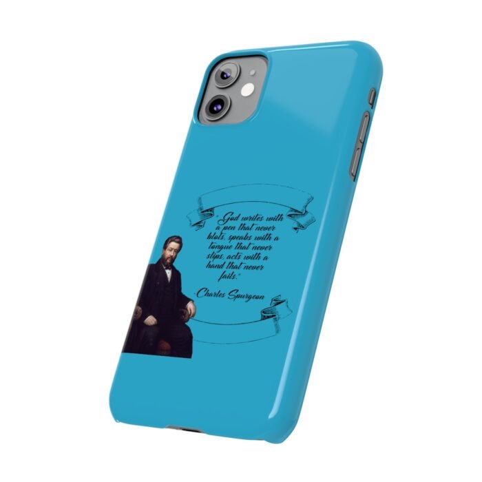 Spurgeon - God Writes with a Pen that Never Blots - Turquoise iPhone Slim Phone Case Options 17