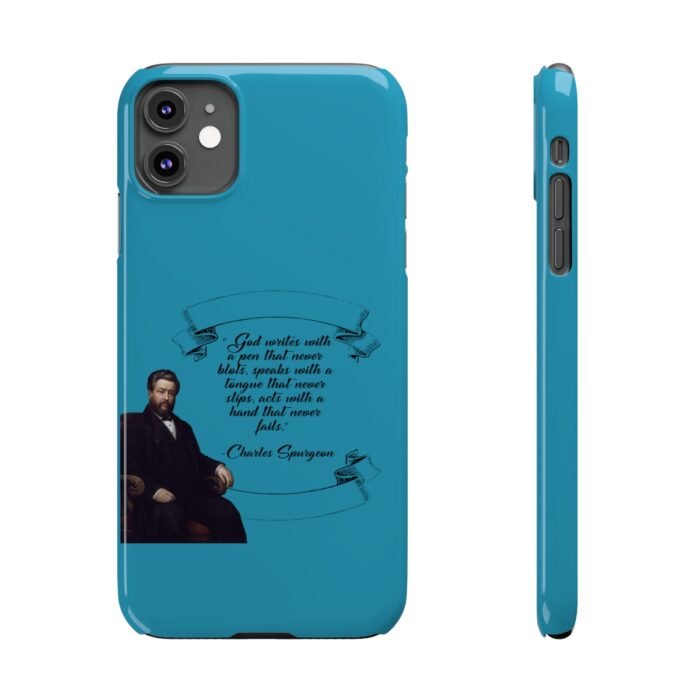 Spurgeon - God Writes with a Pen that Never Blots - Turquoise iPhone Slim Phone Case Options 15