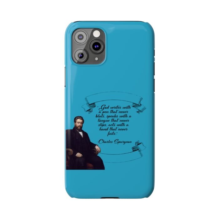 Spurgeon - God Writes with a Pen that Never Blots - Turquoise iPhone Slim Phone Case Options 21