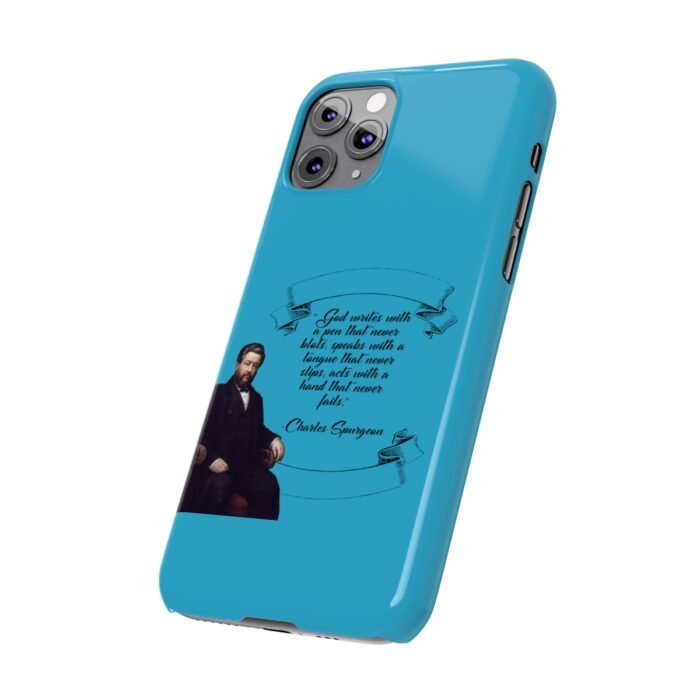 Spurgeon - God Writes with a Pen that Never Blots - Turquoise iPhone Slim Phone Case Options 22