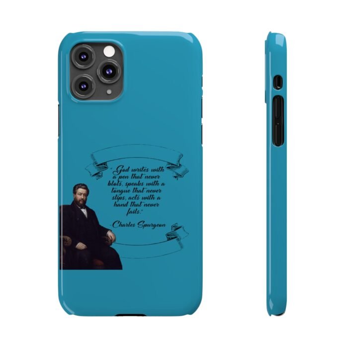 Spurgeon - God Writes with a Pen that Never Blots - Turquoise iPhone Slim Phone Case Options 20