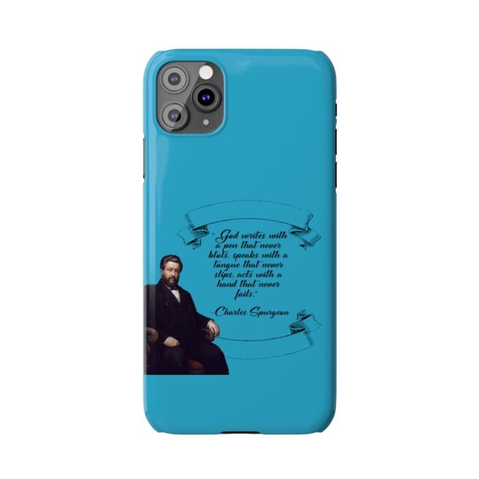 Spurgeon - God Writes with a Pen that Never Blots - Turquoise iPhone Slim Phone Case Options 26