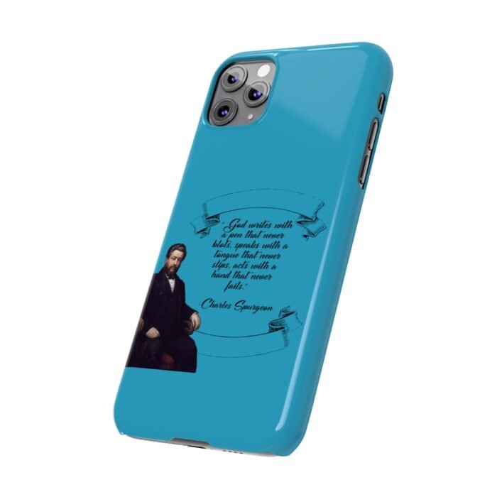 Spurgeon - God Writes with a Pen that Never Blots - Turquoise iPhone Slim Phone Case Options 27