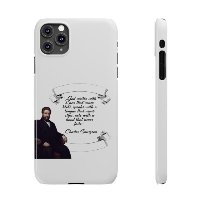Spurgeon - God Writes with a Pen that Never Blots - White iPhone Slim Phone Case Options 25