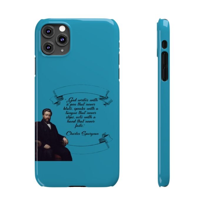 Spurgeon - God Writes with a Pen that Never Blots - Turquoise iPhone Slim Phone Case Options 25