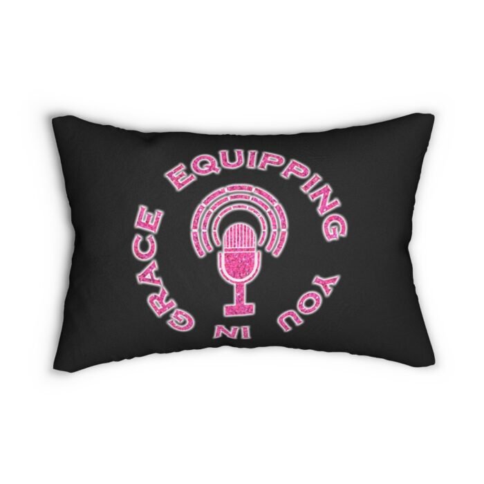 Equipping You in Grace - Hot Pink Glitter and Black - Spun Polyester Lumbar Pillow 1
