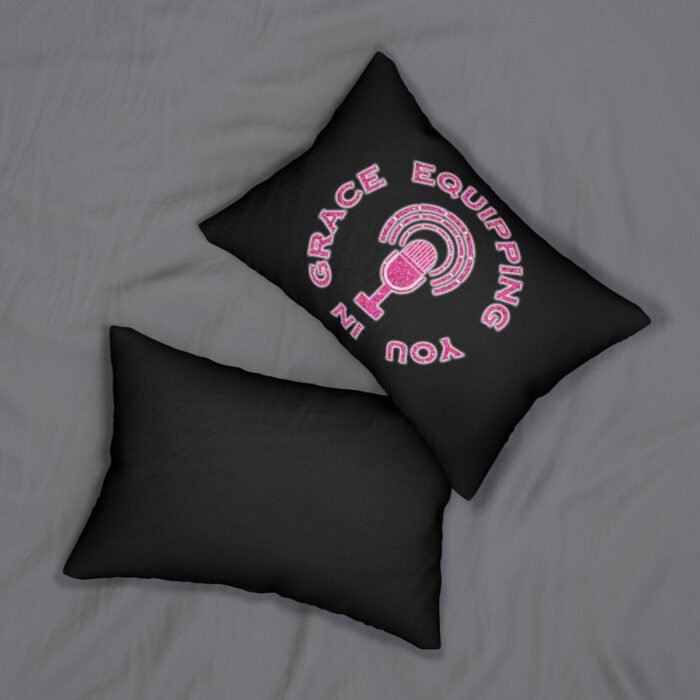 Equipping You in Grace - Hot Pink Glitter and Black - Spun Polyester Lumbar Pillow 4
