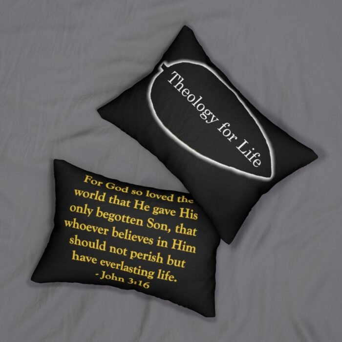 Theology for Life - Black - Spun Polyester Lumbar Pillow 1