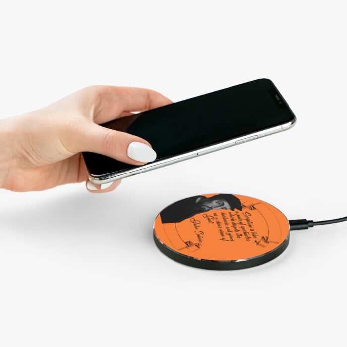 Scripture is Like a Pair of Spectacles - Calvin - Orange Wireless Charger 4