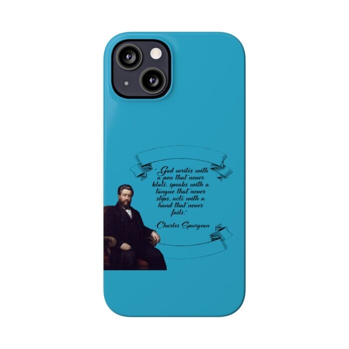Spurgeon - God Writes with a Pen that Never Blots - Turquoise iPhone Slim Phone Case Options 47