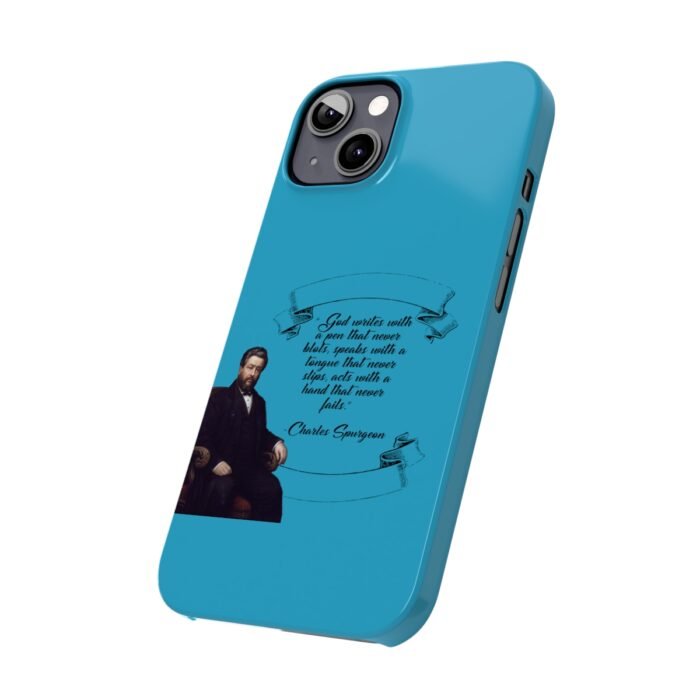 Spurgeon - God Writes with a Pen that Never Blots - Turquoise iPhone Slim Phone Case Options 48