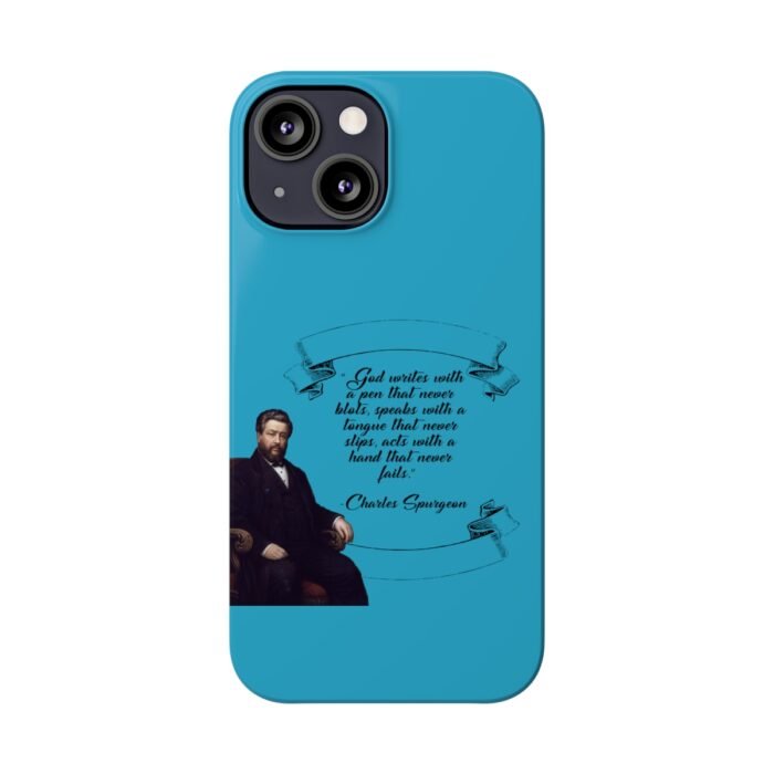 Spurgeon - God Writes with a Pen that Never Blots - Turquoise iPhone Slim Phone Case Options 52
