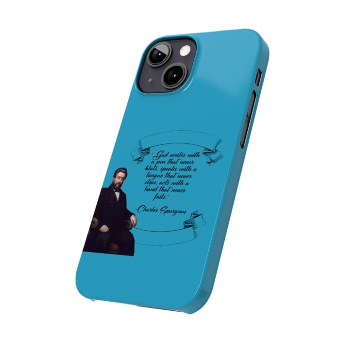Spurgeon - God Writes with a Pen that Never Blots - Turquoise iPhone Slim Phone Case Options 53