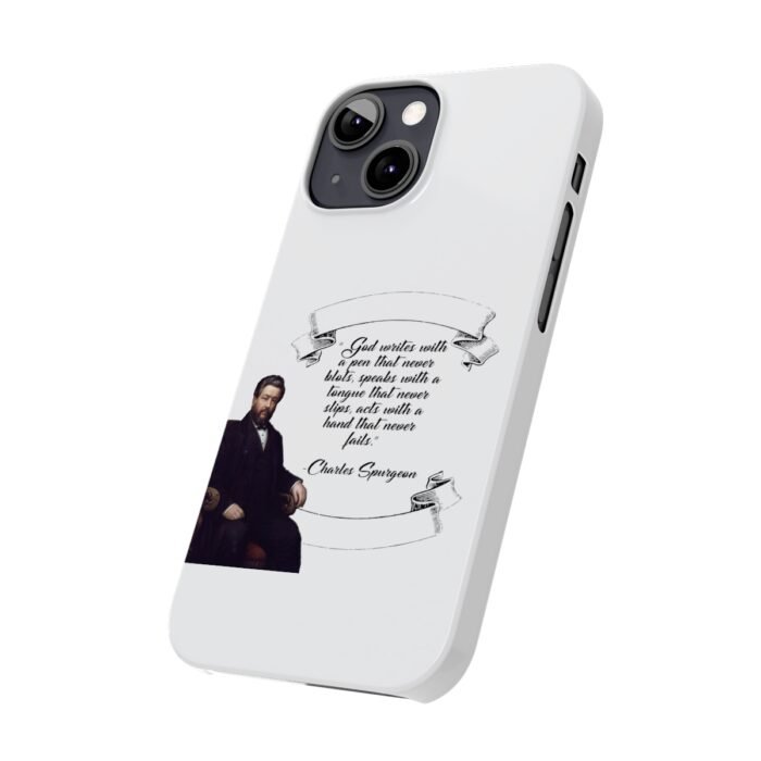 Spurgeon - God Writes with a Pen that Never Blots - White iPhone Slim Phone Case Options 53