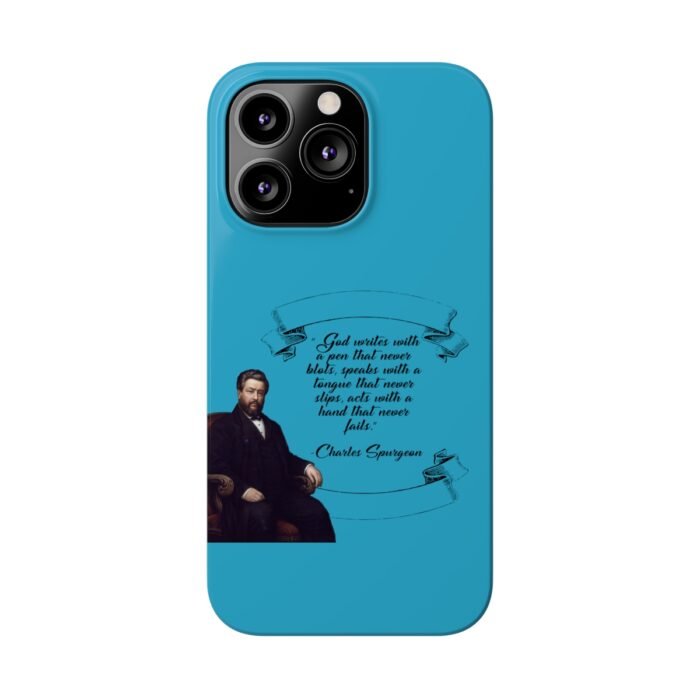 Spurgeon - God Writes with a Pen that Never Blots - Turquoise iPhone Slim Phone Case Options 57