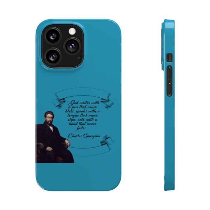 Spurgeon - God Writes with a Pen that Never Blots - Turquoise iPhone Slim Phone Case Options 56